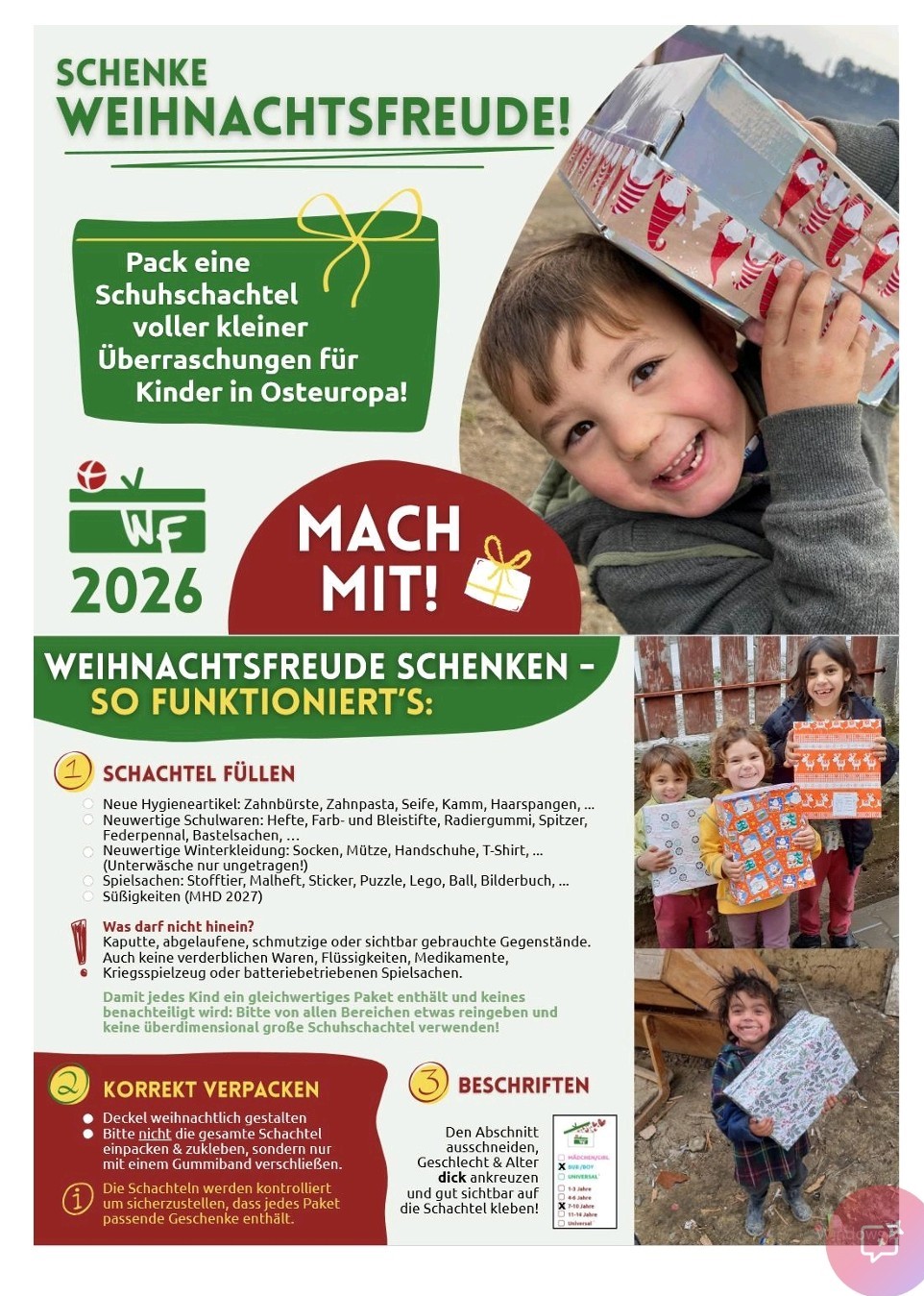 Weihnachtsfreude schenken - mach mit!